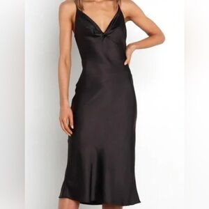 Petal and Pup Black Satin Slip Dress